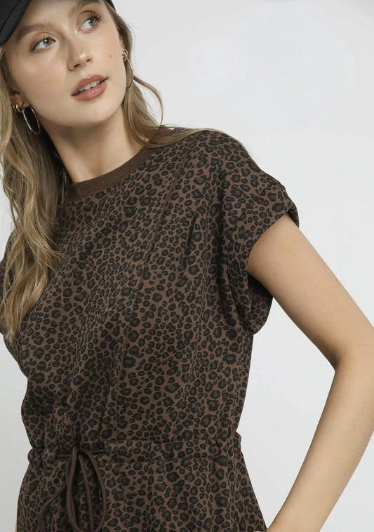 Leopard Drawstring Knit Dress