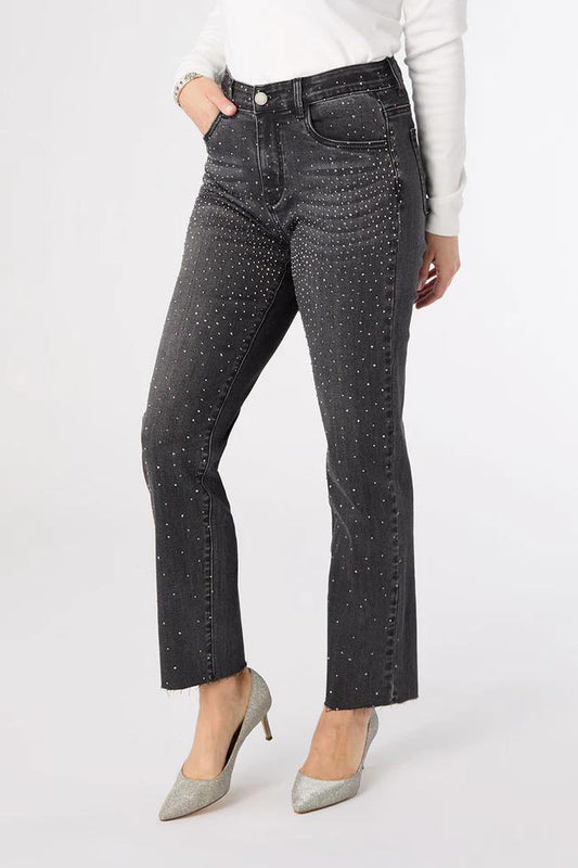 Ankle Straight Rhinestone Pants