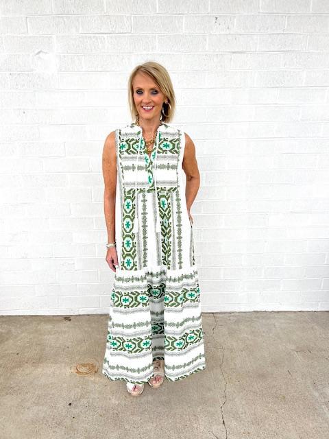 Two Tone Print Maxi Dress