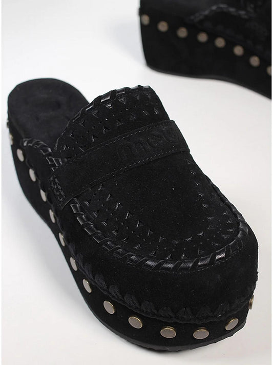 Mou Clog Overstitching- Black
