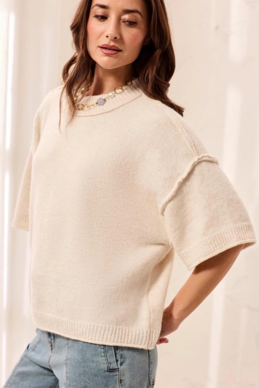 Lofty Crewneck Sweater- Cream