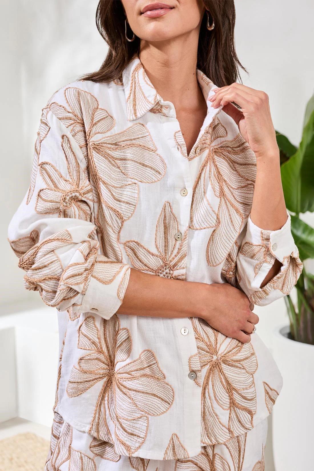Embroidered Front Button Blouse