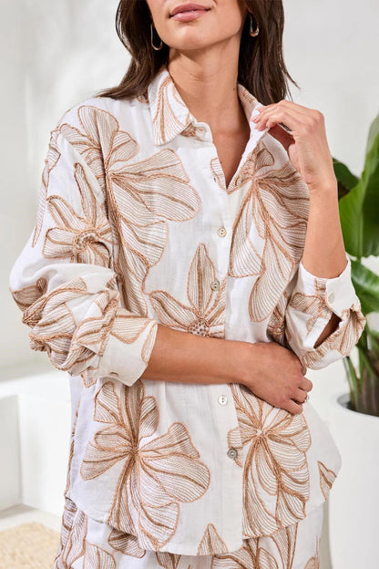 Embroidered Front Button Blouse