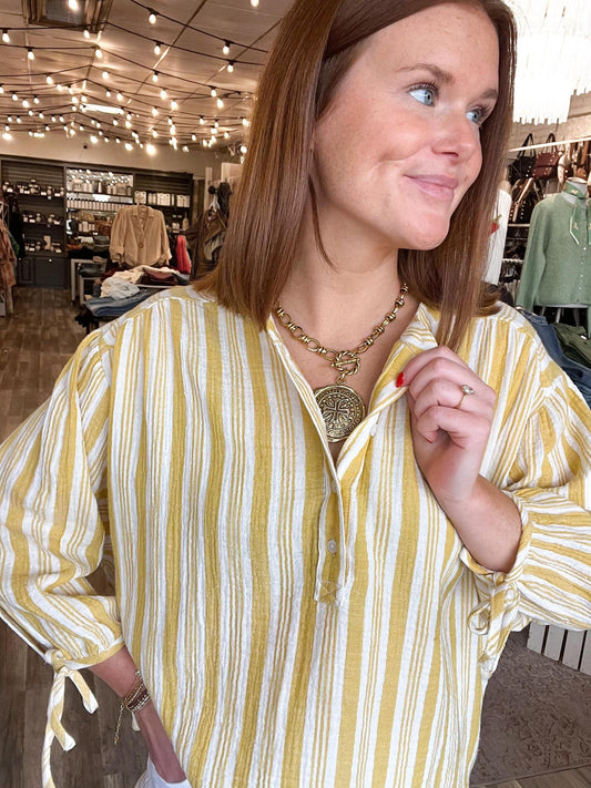 Yellow Tie Cuff Top