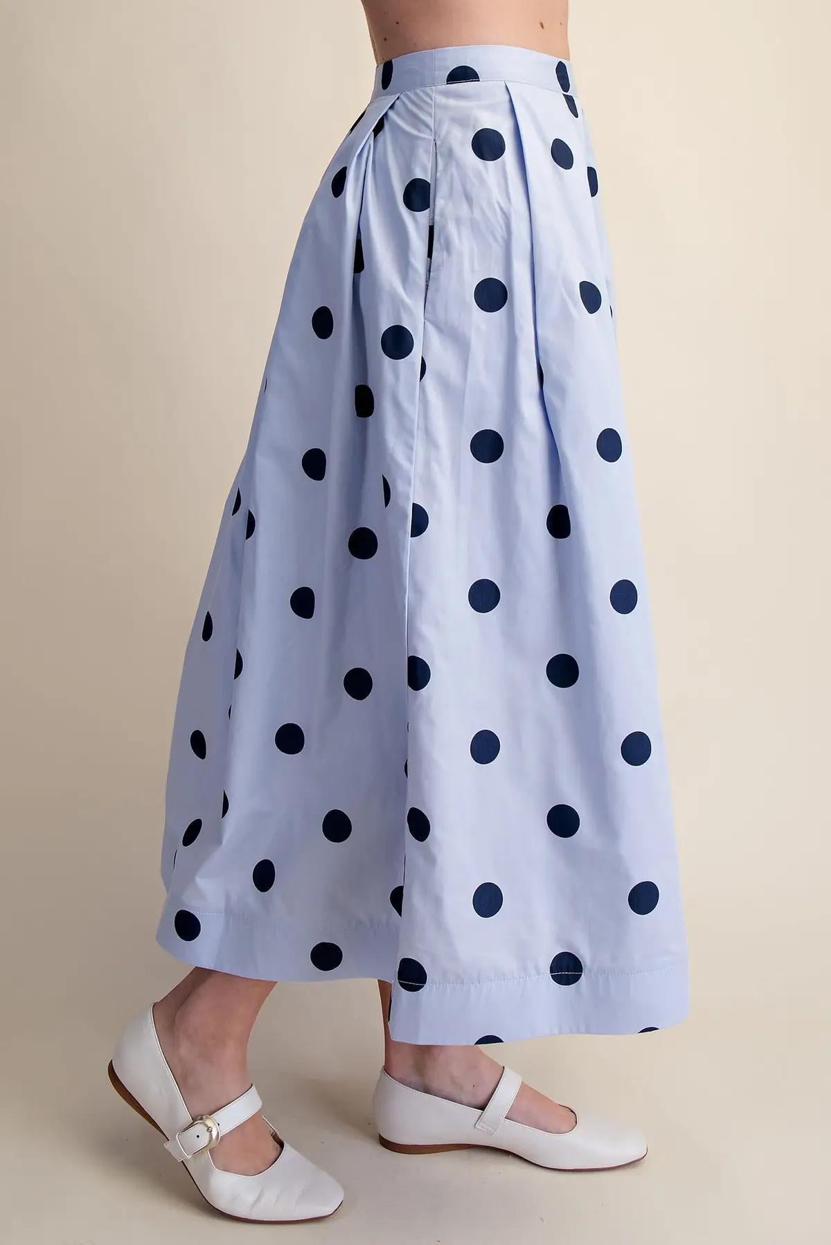 Polka Dot Skirt-Blue