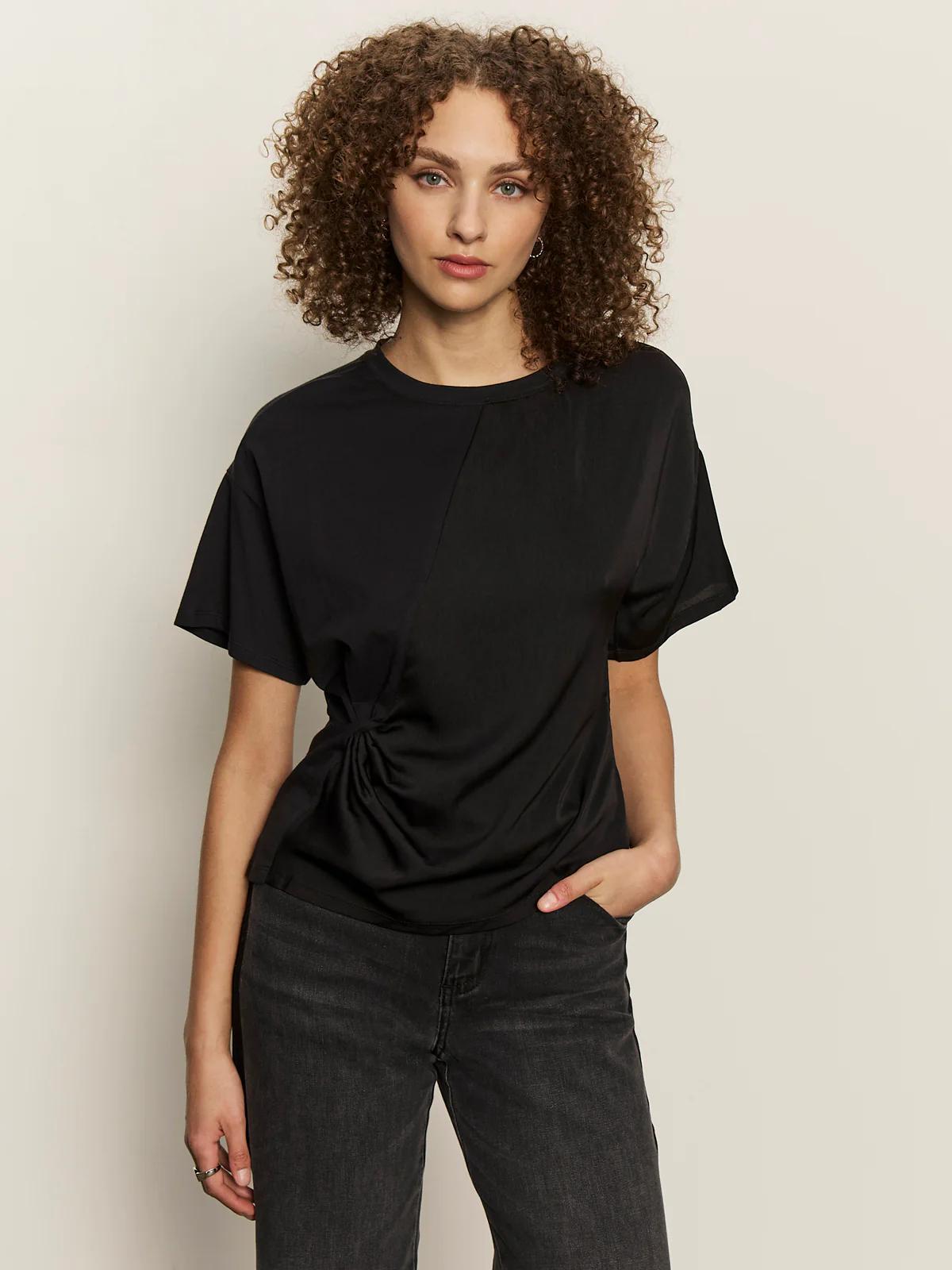 Satin Mix Tee- Black
