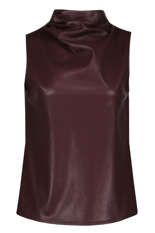 Bishop + Young Claude Leather Top-Crimson
