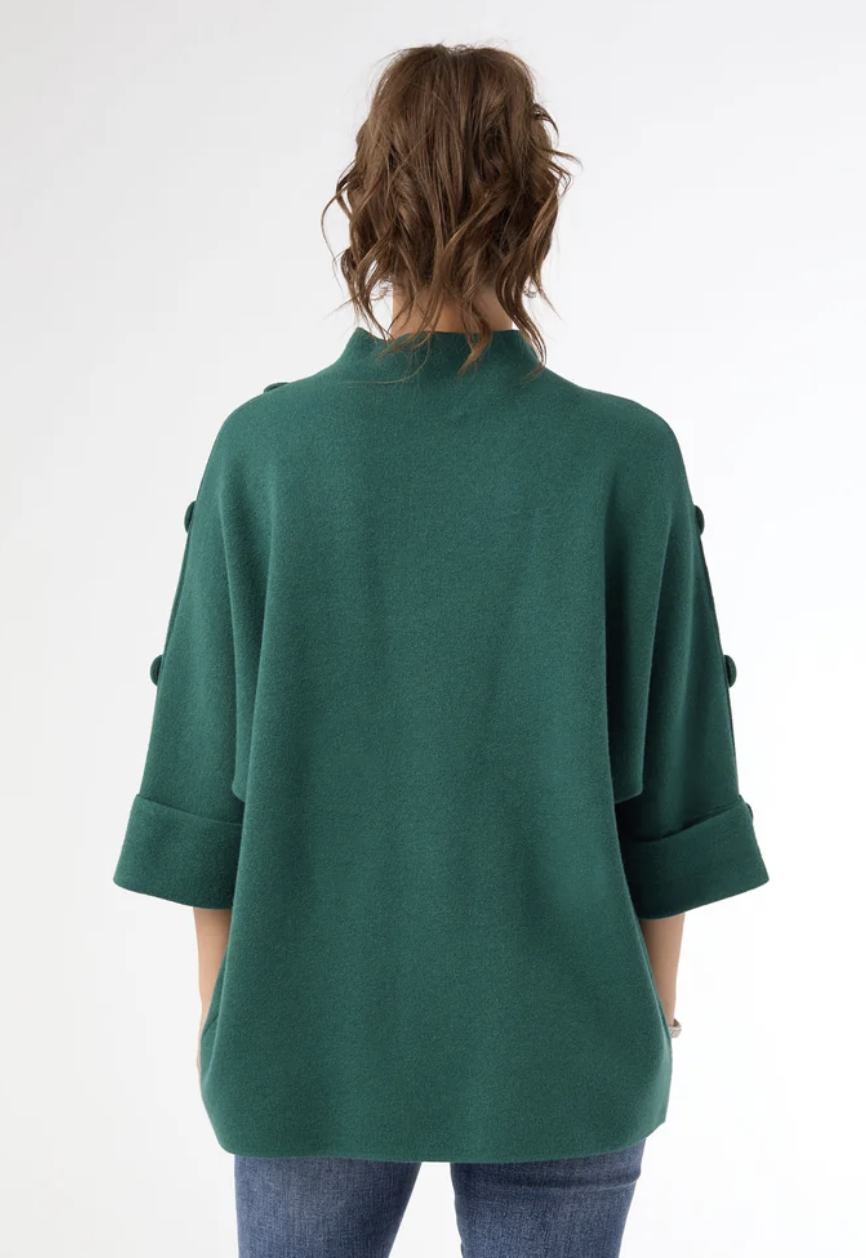Heavenly-Luxe Funnel Neck Sweater- Green