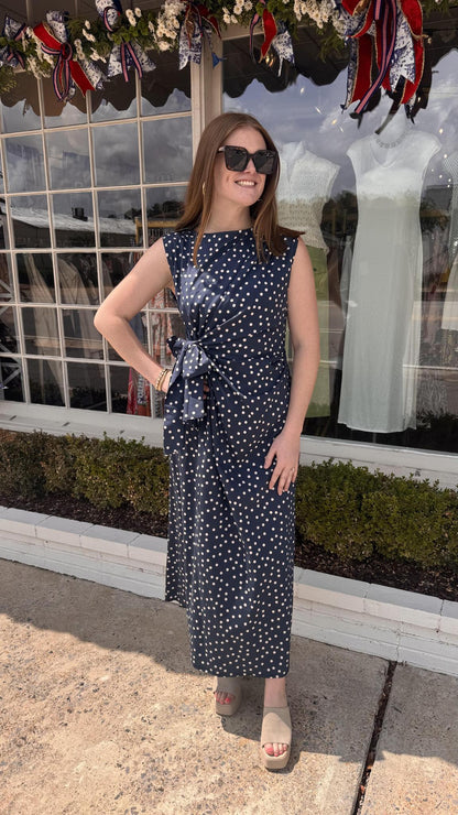 One Size Bow Dress-Navy