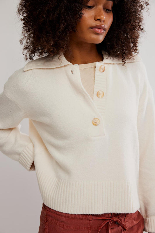 Free People Trading Up Polo- Ivory