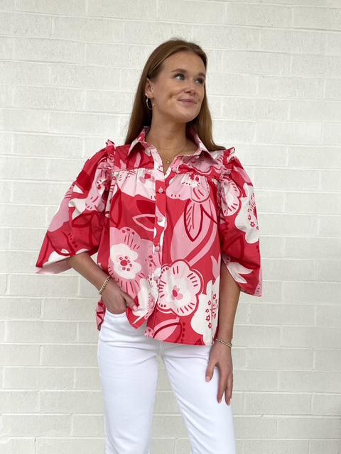 Artist Floral Ruffle Top