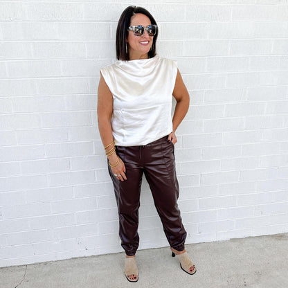 Kaja Chocolate Leather Joggers