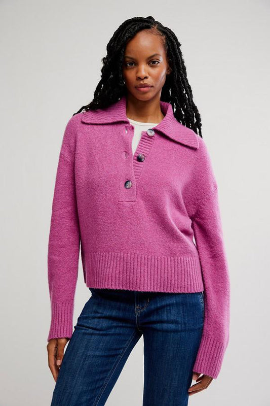 Free People Trading Up Polo- Magenta