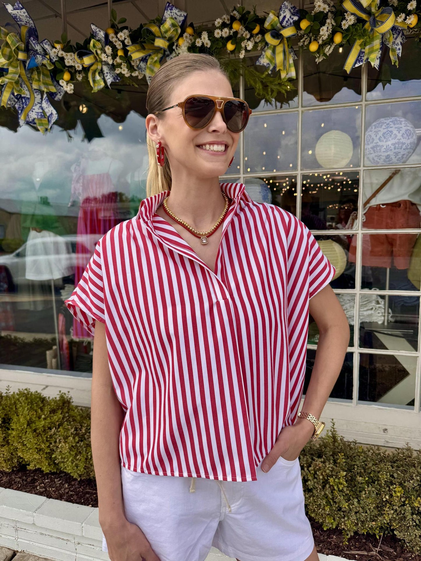 Stripe Poplin Top