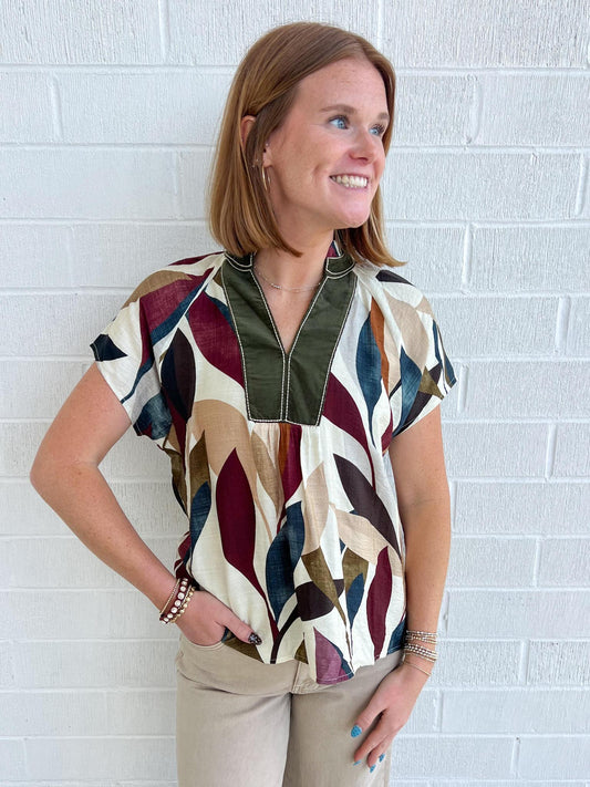 Leaf-Like Pattern Top