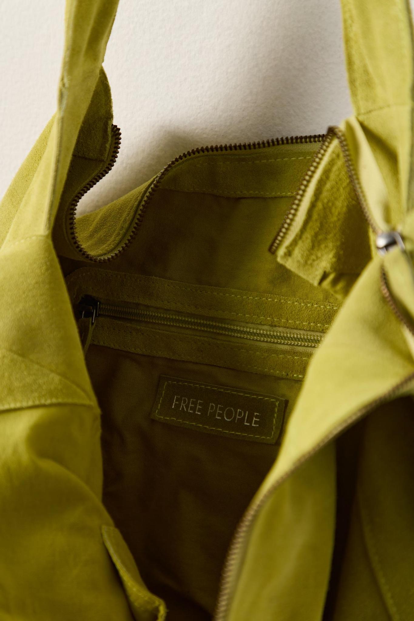 Free People Roma Suede Tote- Apple Green