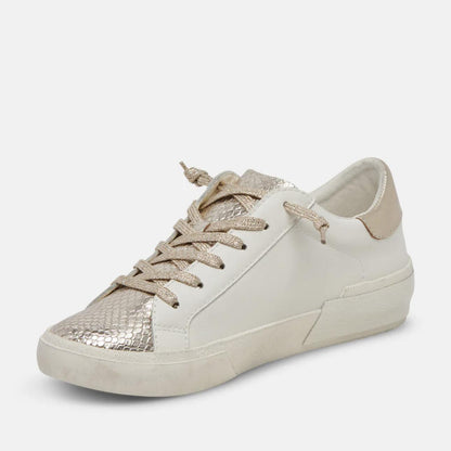Zina White & Gold Sneakers