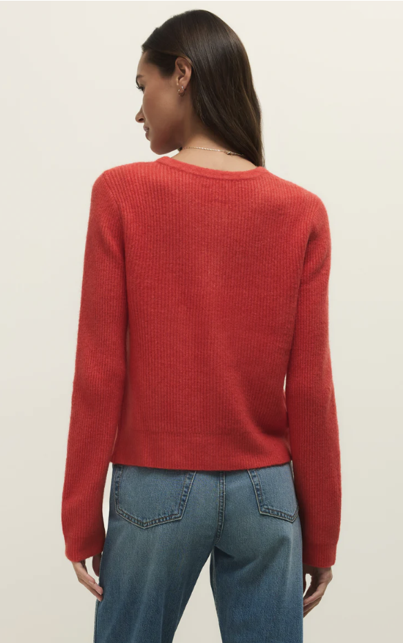 Medina Rib Cardigan- Red Lotus
