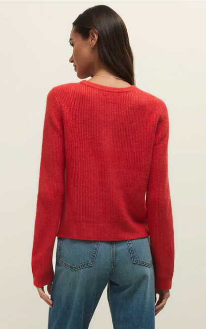 Medina Rib Cardigan- Red Lotus