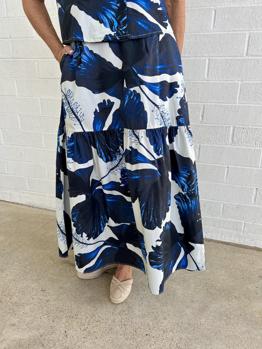 Ada Skirt- Indigo Lillies
