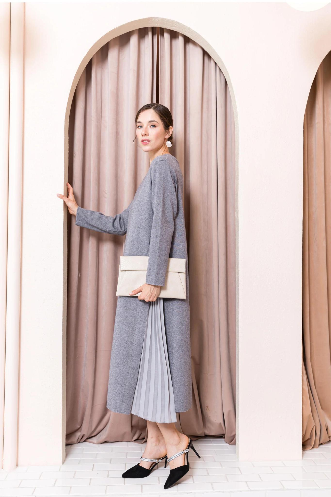 Pleated Chiffon Dress