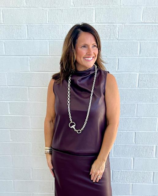 Claude Leather Top-Crimson