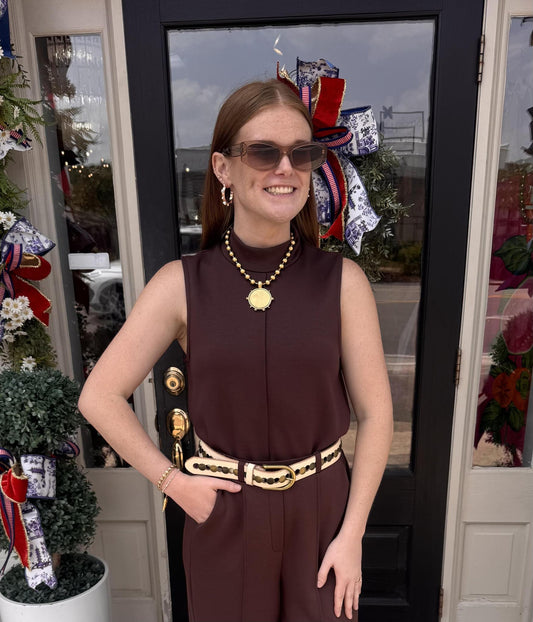 Sleeveless Modal Top- Brown
