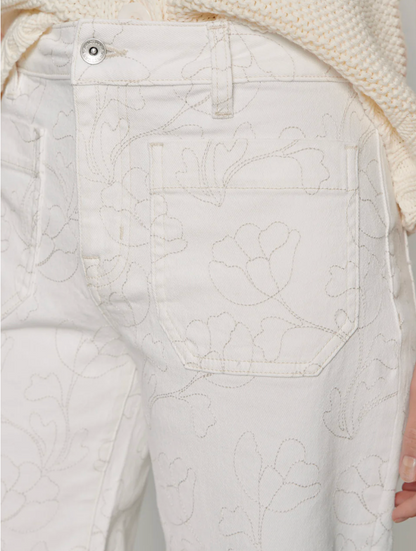FINAL SALE: Marine Embroidered Crop- Chalk