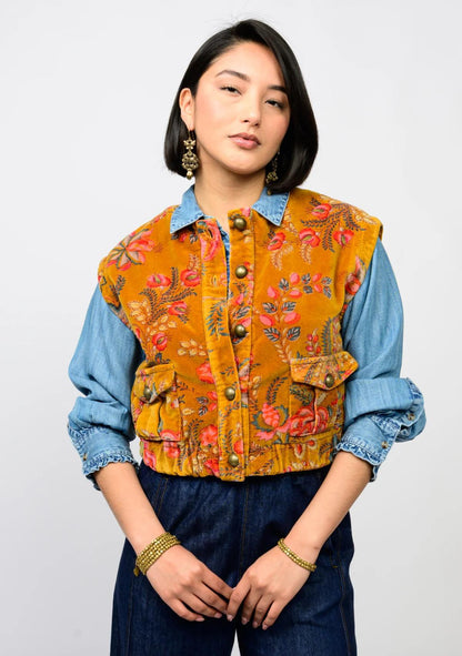 Ivy Jane Velveteen Vest- Gold