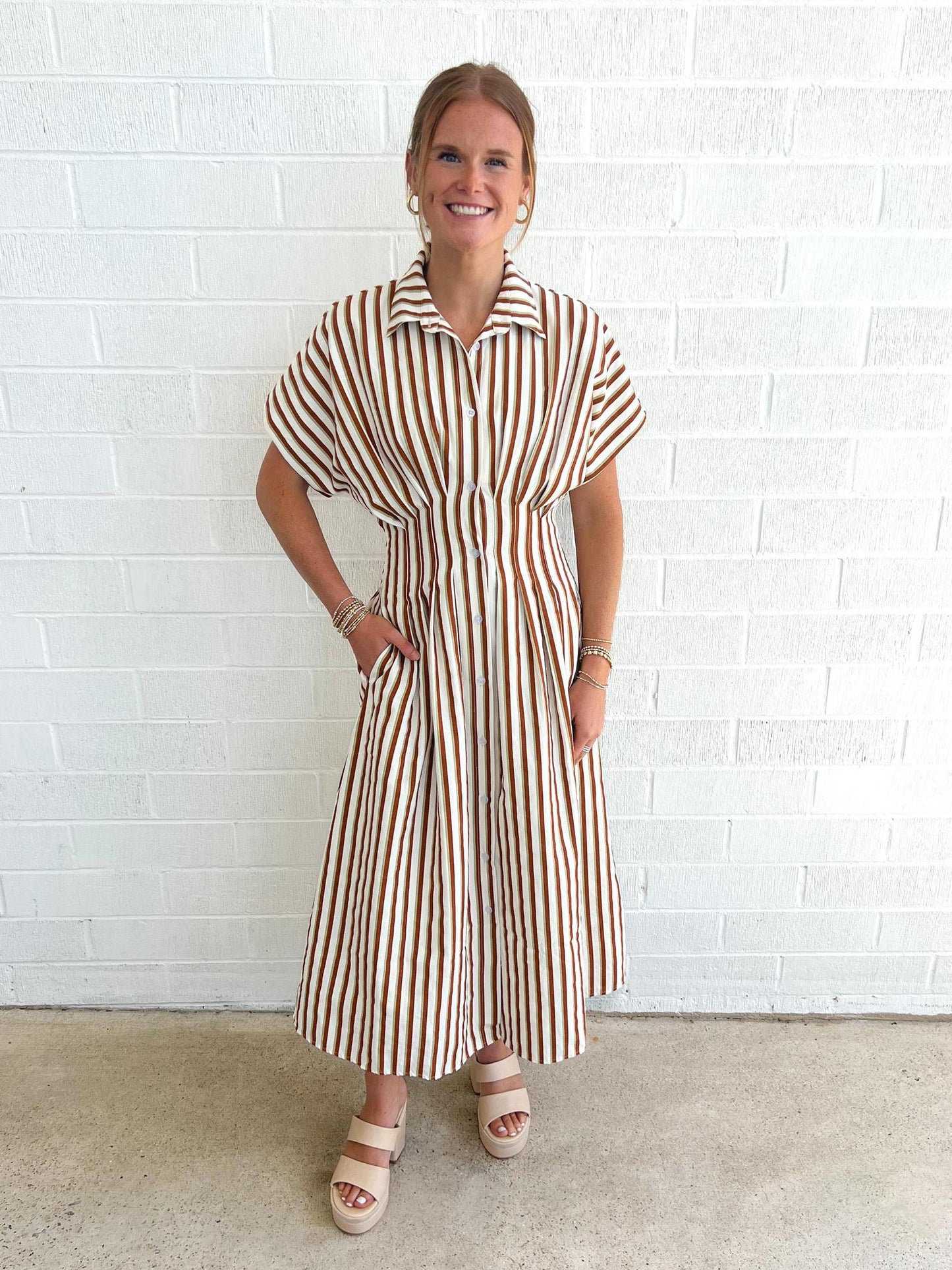 Stripe Button Up Maxi Dress