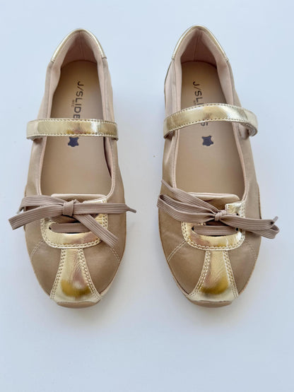 J Slides Pavia Gold Metallic/Suede Nylon