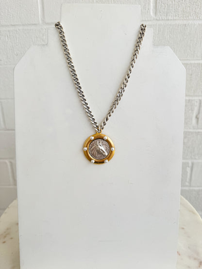 Mixed Pearl Horse Necklace