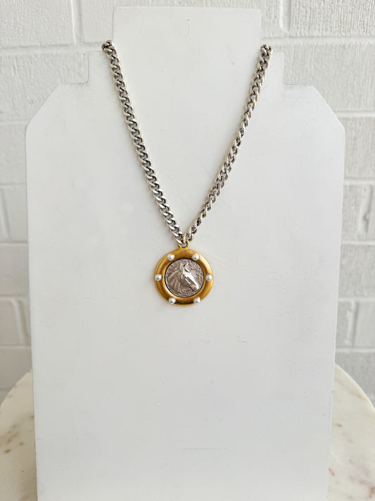 Mixed Pearl Horse Necklace