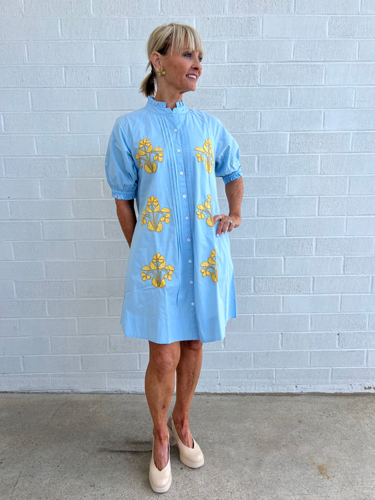 Blocked Embroidery Dress