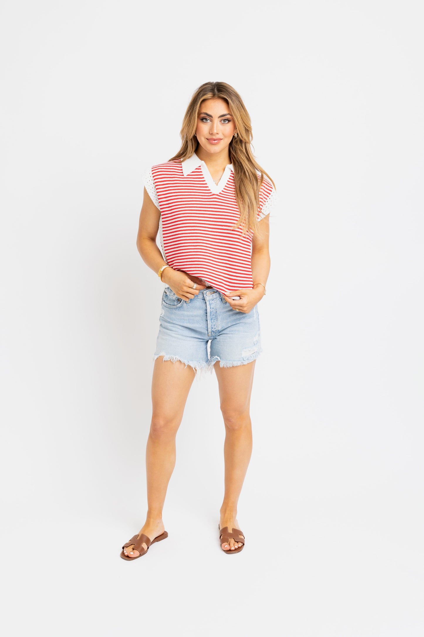 Karlie Stripe Sleeveless Sweater