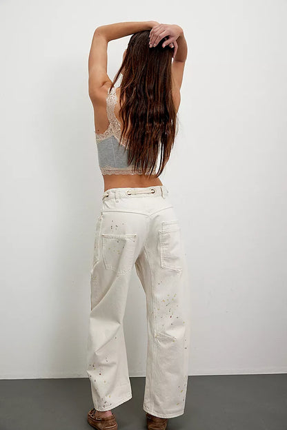 Free People Moxie Barrel Jeans-  White