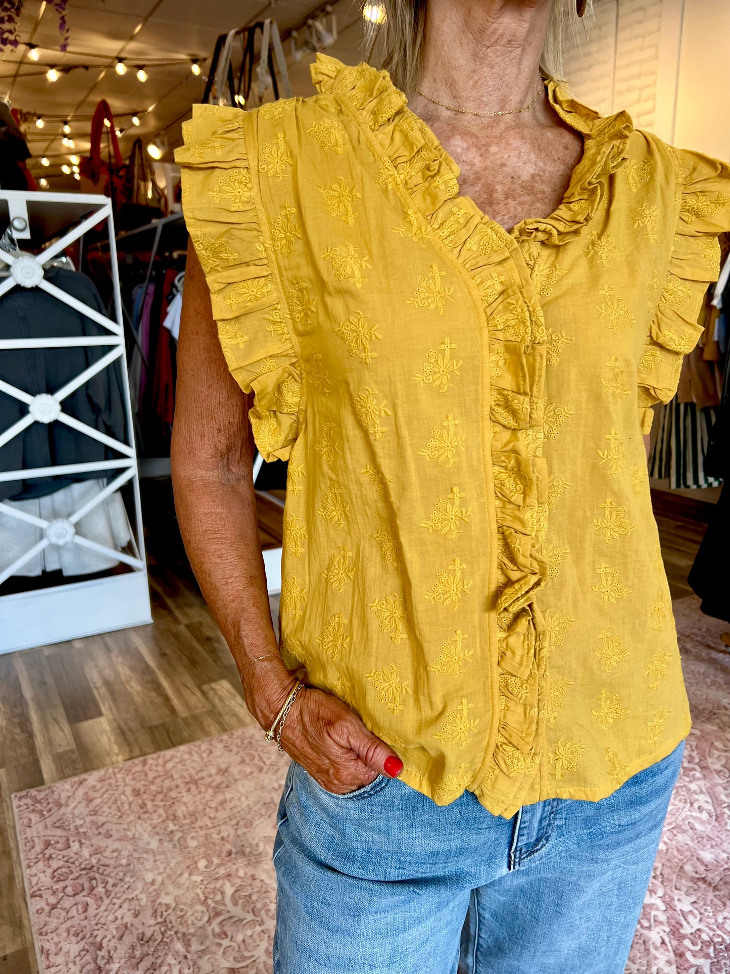 Ivy Jane Eyelet Ruffled Top