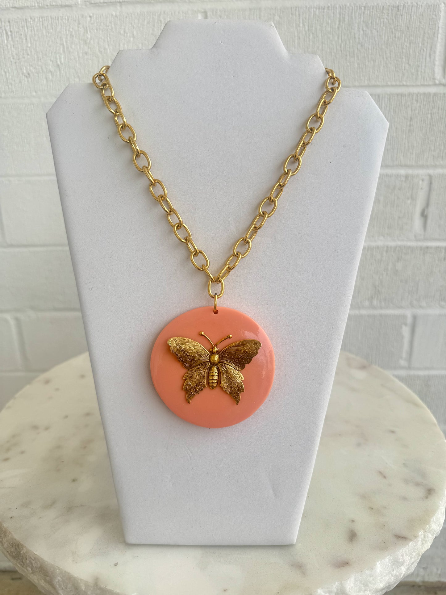 Round Butterfly Necklace