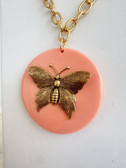 Round Butterfly Necklace