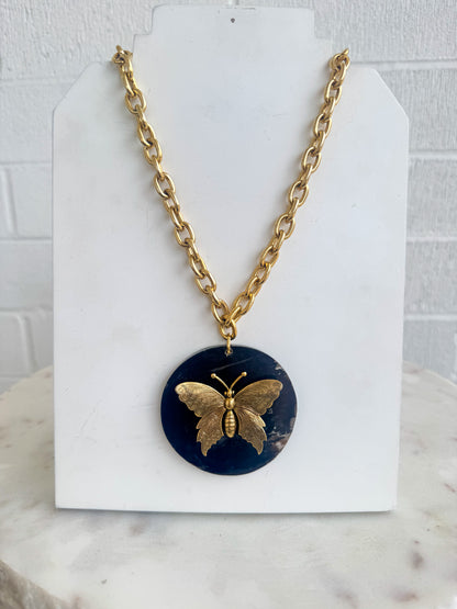 Round Butterfly Necklace