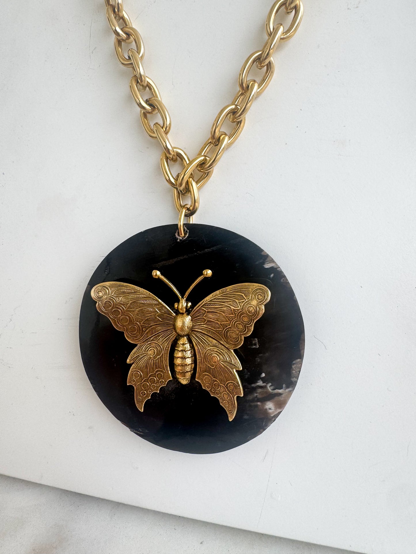 Round Butterfly Necklace