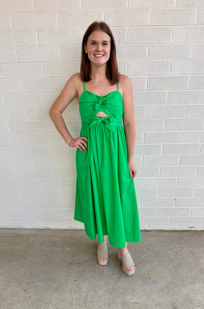 Green Poplin Midi Dress