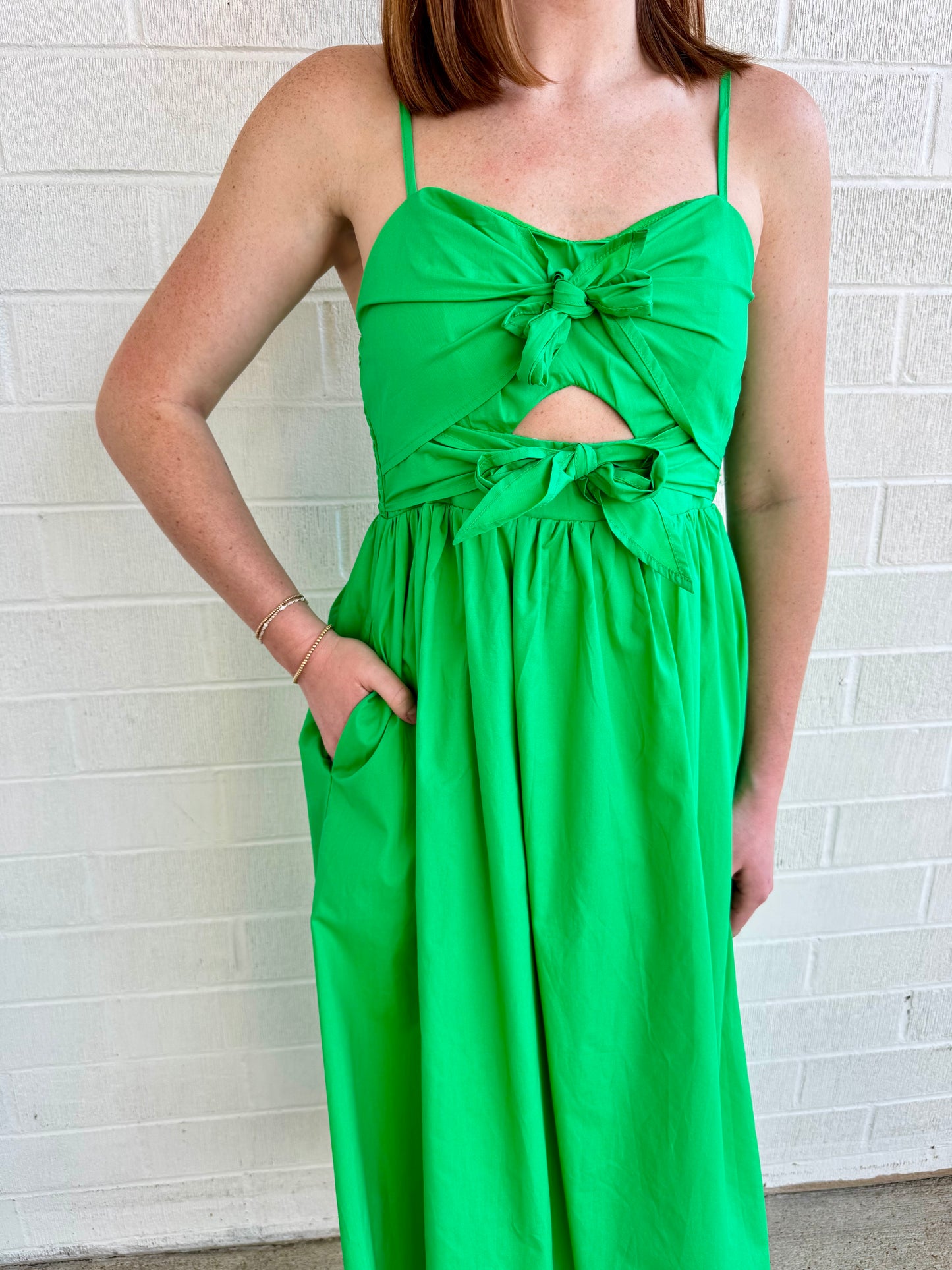 Green Poplin Midi Dress