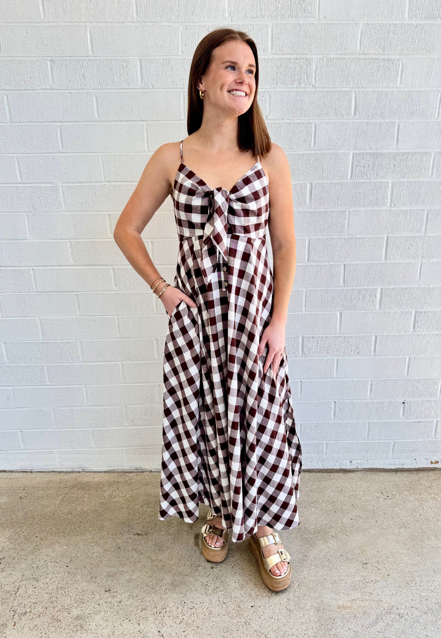 Gingham Strappy Dress