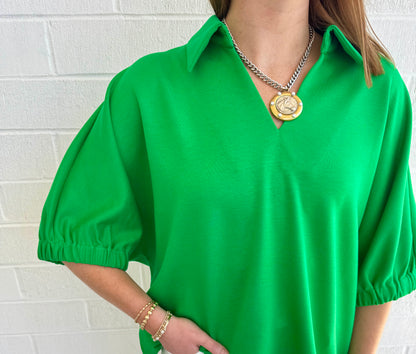 Kelly Green Popover Top