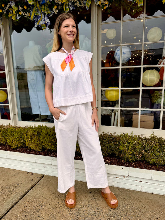 Ivy Jane Barrel Pant-White