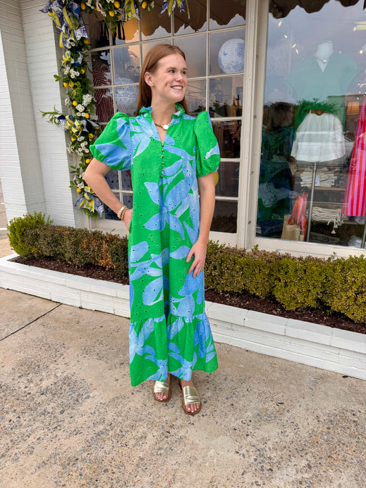 Floral Eyelet Midi Dress