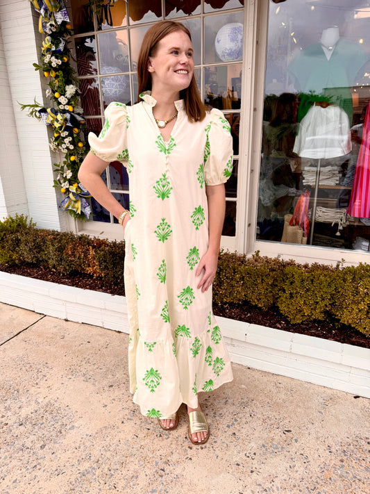 Print Ruffle Midi Dress