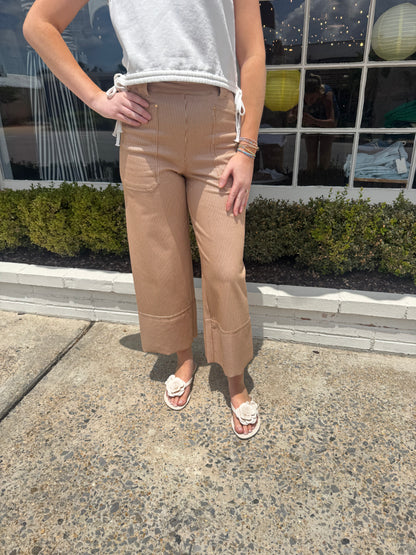 Analia Wide Leg Denim- Cinnamon Sheen
