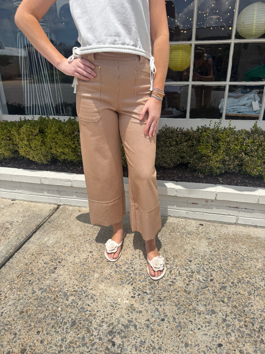 Analia Wide Leg Denim- Cinnamon Sheen